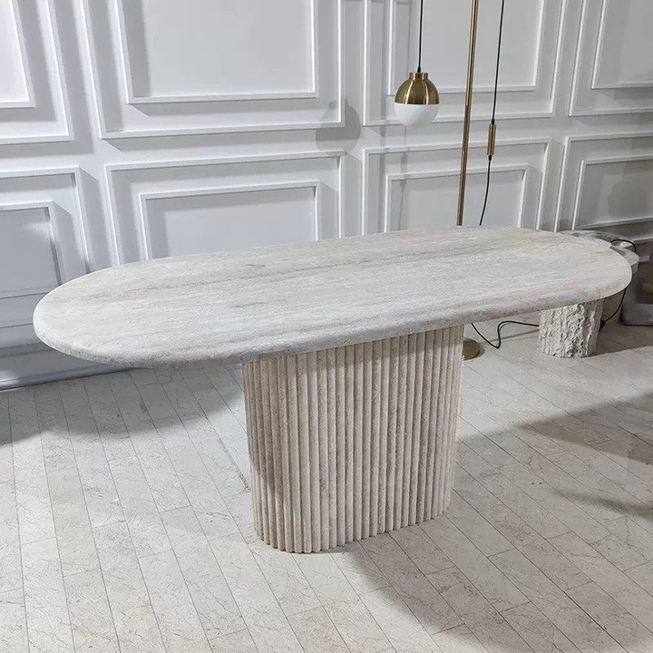 ALASTAIR Modern Travertine Dining Table