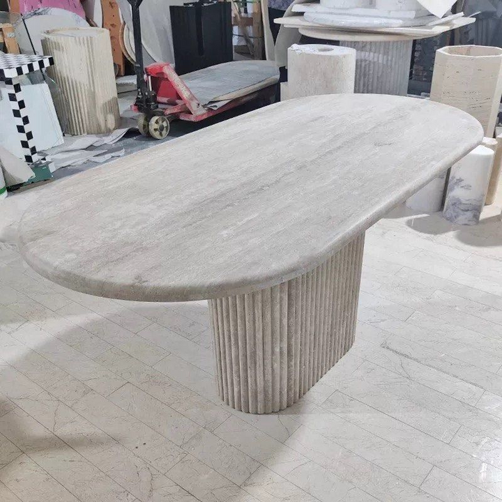 ALASTAIR Modern Travertine Dining Table