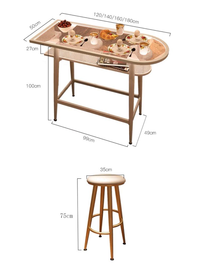 MILLIE Modern Bar Table & Stools With Lights