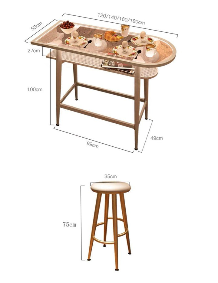 MILLIE Modern Bar Table & Stools With Lights