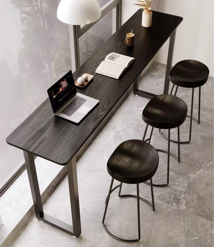 JOFI Modern Solid Oak Wood Bar Table