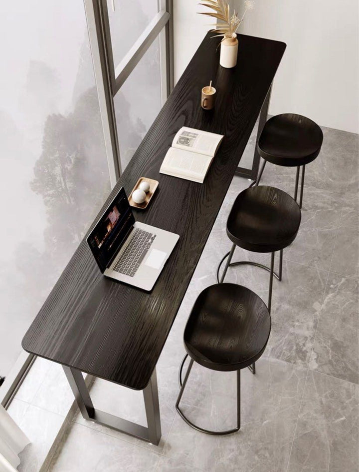 JOFI Modern Solid Oak Wood Bar Table