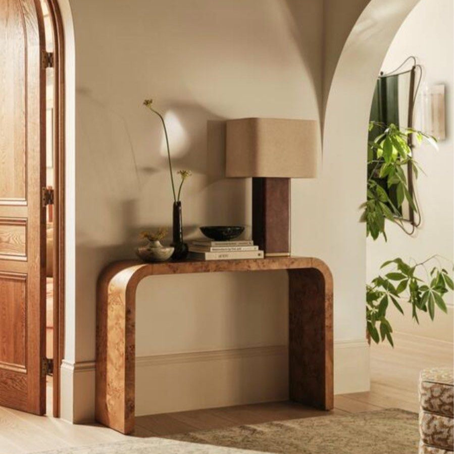 YOEL Contemporary Mappa Burl Console Table
