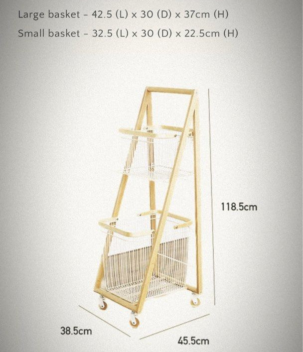 DEO Solid Wood Laundry Basket With Wheels
