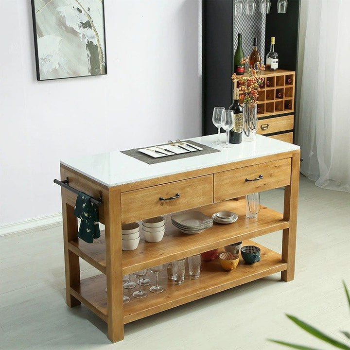 DIEU Rustic Solid Wood Kitchen Island