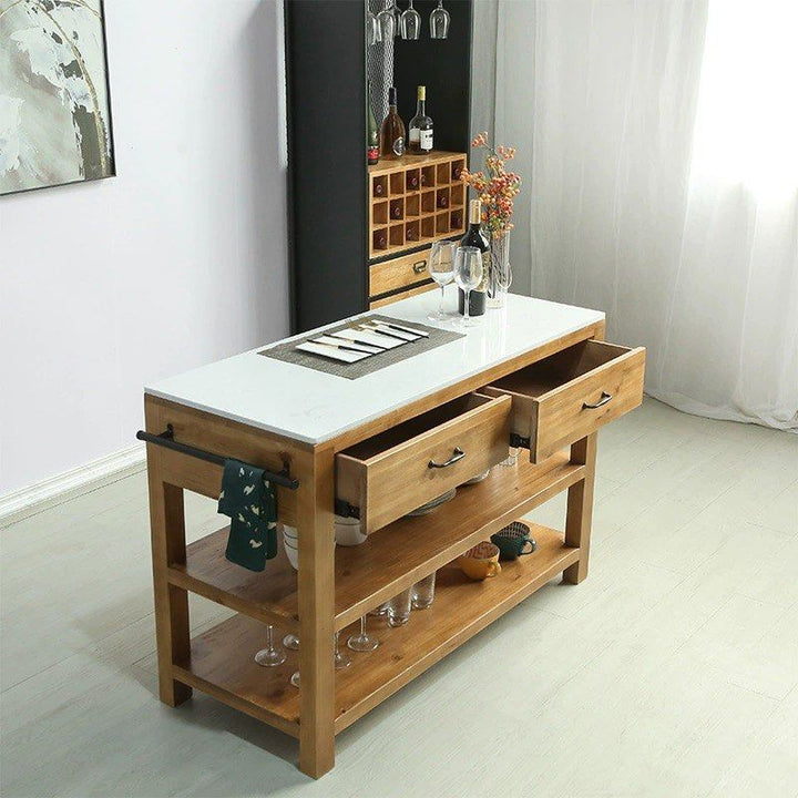 DIEU Rustic Solid Wood Kitchen Island