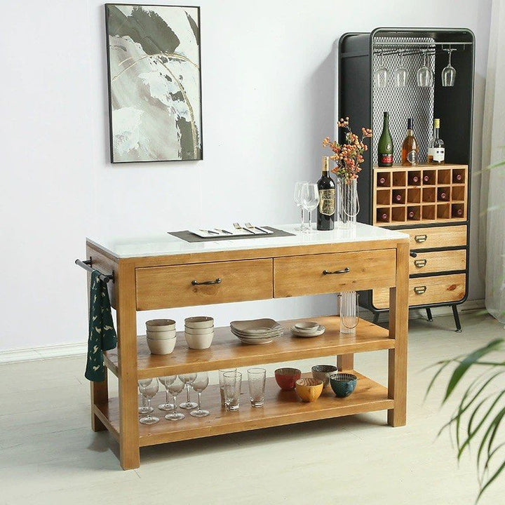DIEU Rustic Solid Wood Kitchen Island