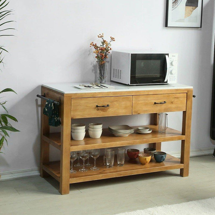 DIEU Rustic Solid Wood Kitchen Island