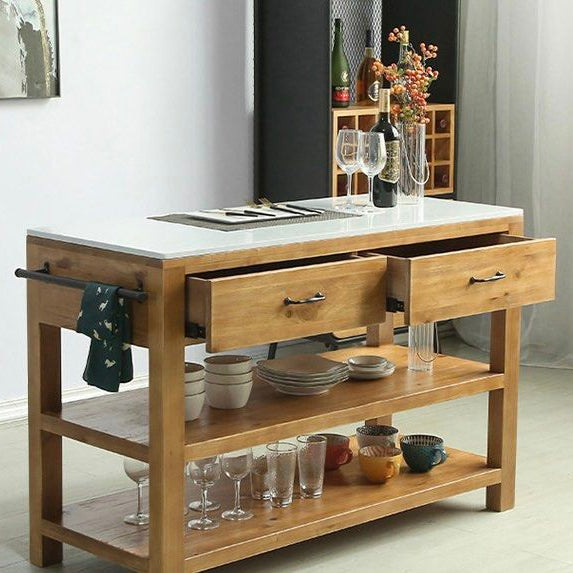 DIEU Rustic Solid Wood Kitchen Island
