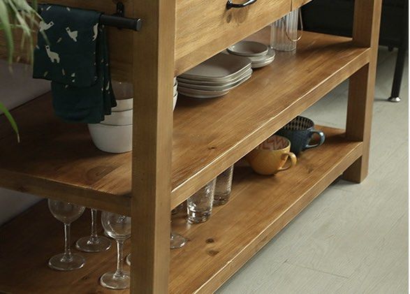DIEU Rustic Solid Wood Kitchen Island