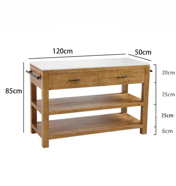 DIEU Rustic Solid Wood Kitchen Island