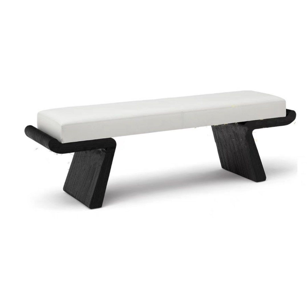 JANUS Modern Solid Wood Boucle Bench