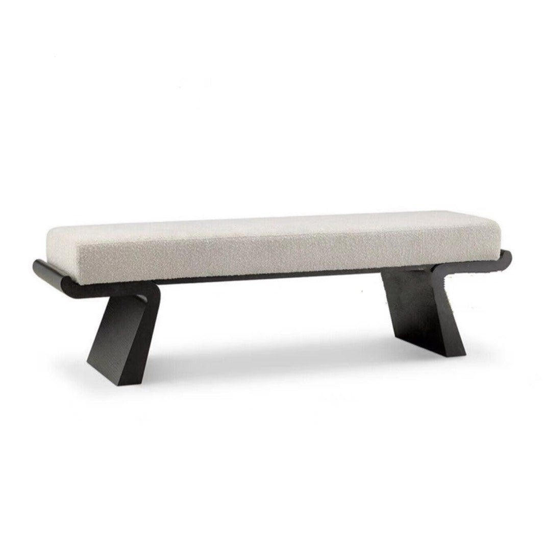 JANUS Modern Solid Wood Boucle Bench