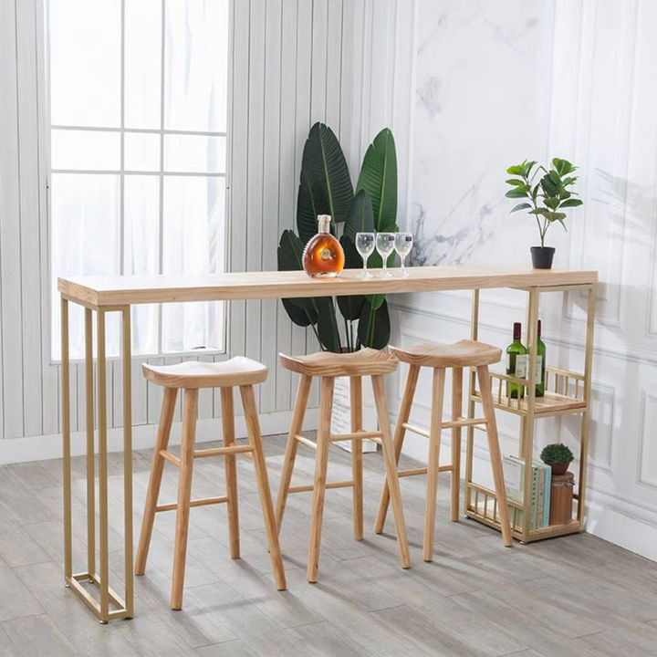VELOS Industrial Solid Wood Bar Table & Stools