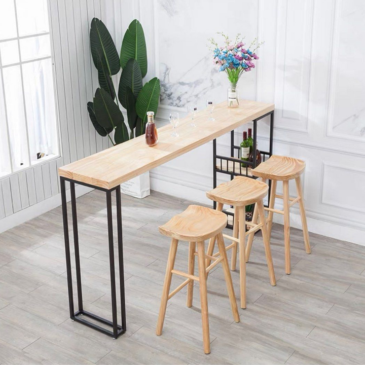 VELOS Industrial Solid Wood Bar Table & Stools
