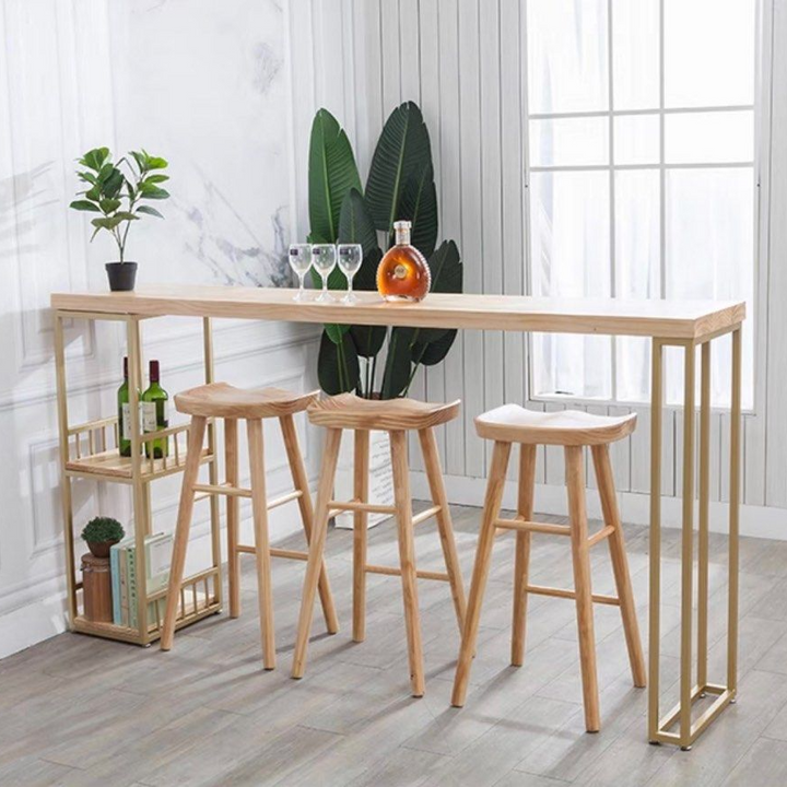VELOS Industrial Solid Wood Bar Table & Stools