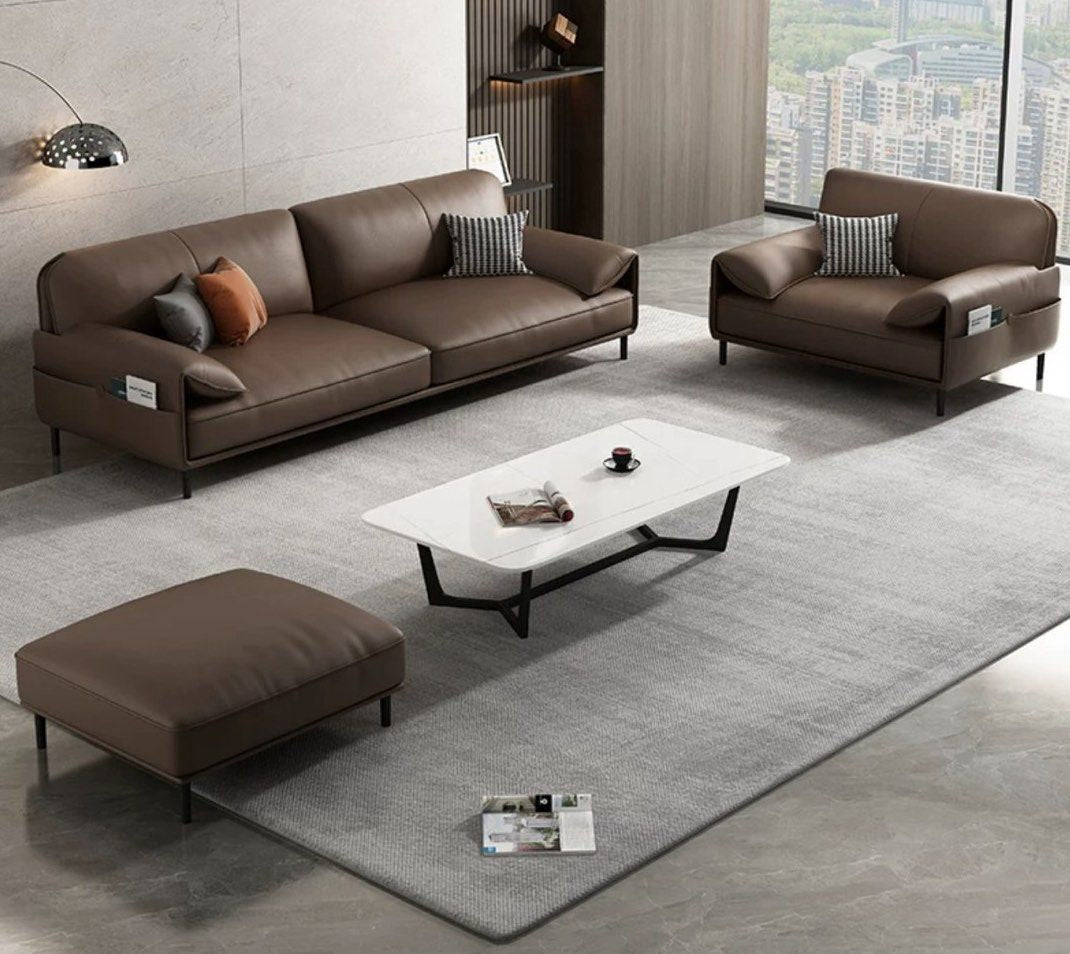 VELORA Modern Genuine Leather Sofa