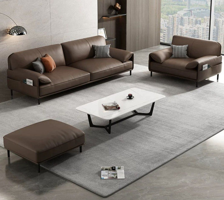 VELORA Modern Genuine Leather Sofa
