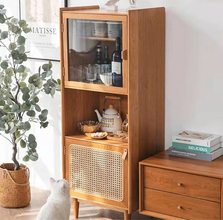 MOVIUS Rustic Rattan Display Cabinet