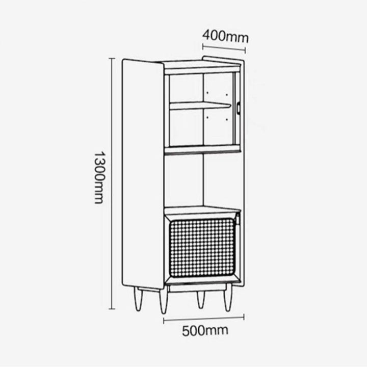 MOVIUS Rustic Rattan Display Cabinet