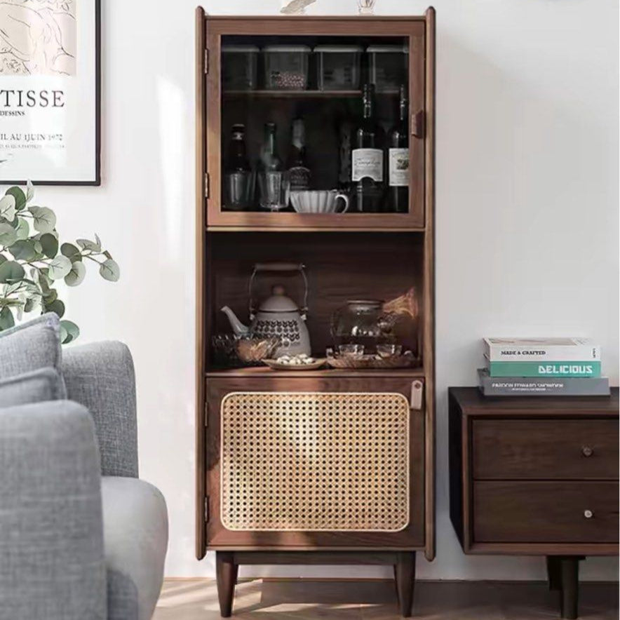 MOVIUS Rustic Rattan Display Cabinet