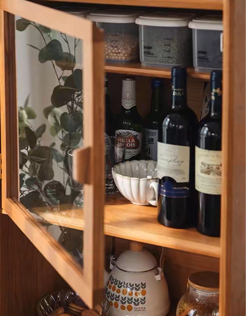 MOVIUS Rustic Rattan Display Cabinet