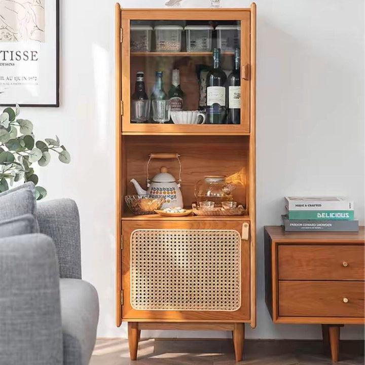 MOVIUS Rustic Rattan Display Cabinet