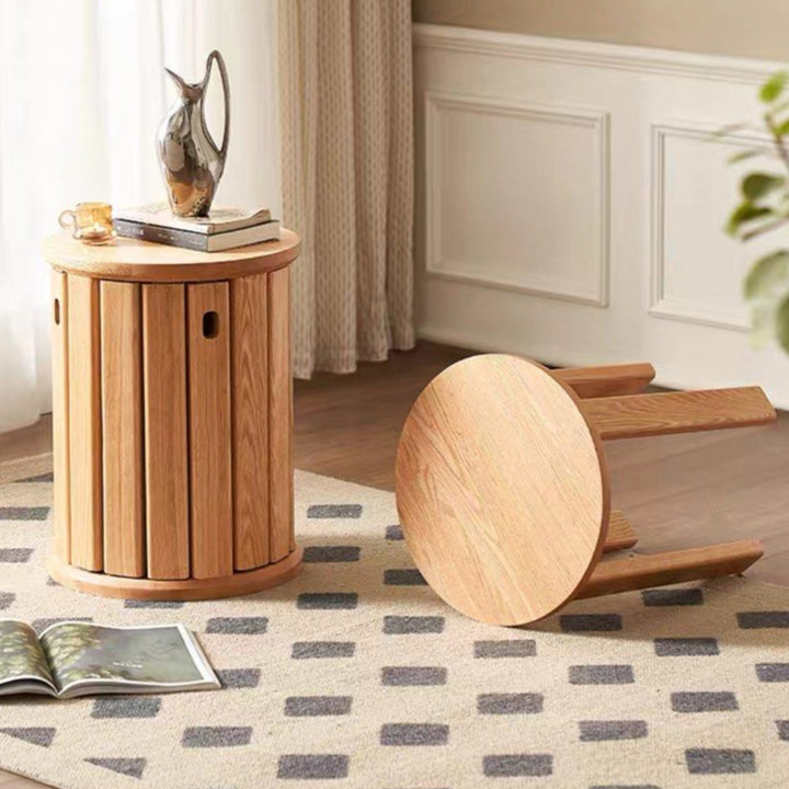 DOZIA Scandinavian Oak Wood Stackable Stool