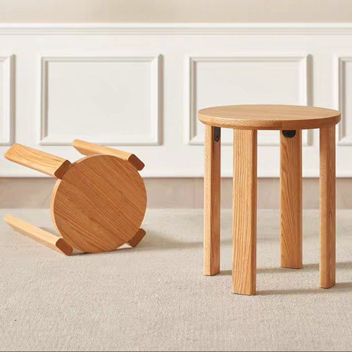 DOZIA Scandinavian Oak Wood Stackable Stool