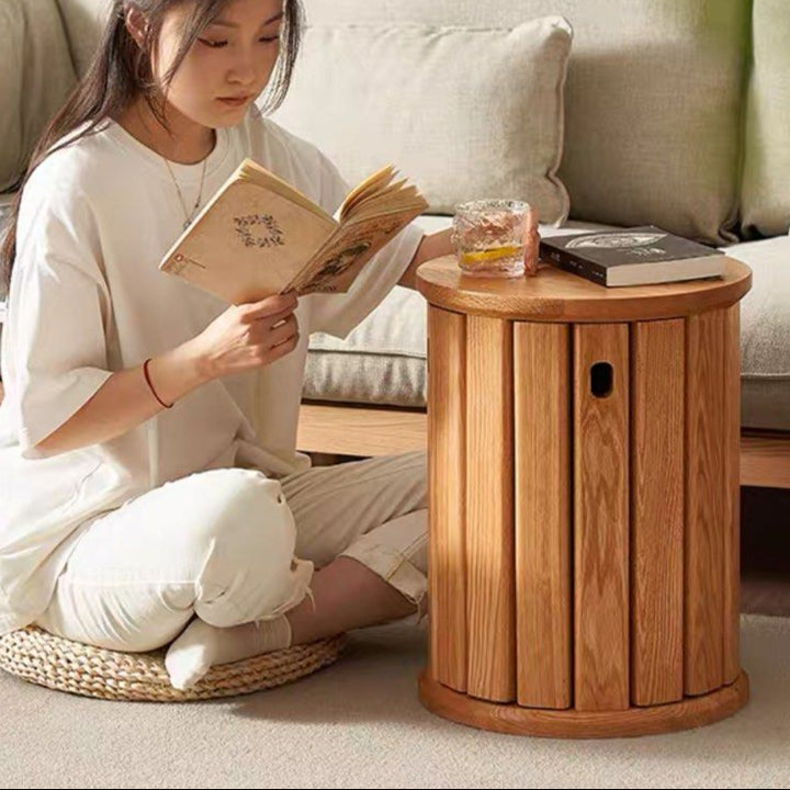 DOZIA Scandinavian Oak Wood Stackable Stool