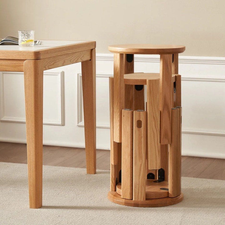DOZIA Scandinavian Oak Wood Stackable Stool