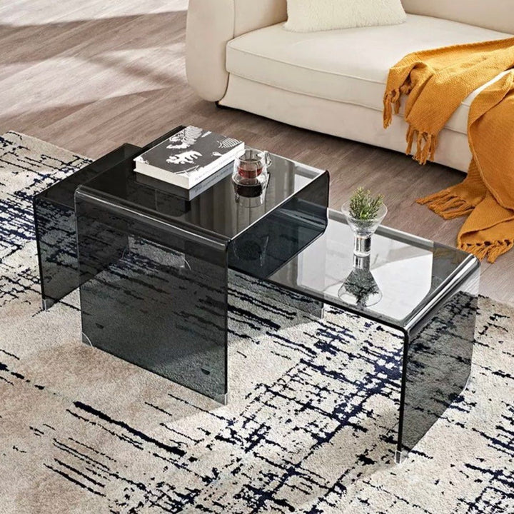 KOBESI Glass Coffee Table Set
