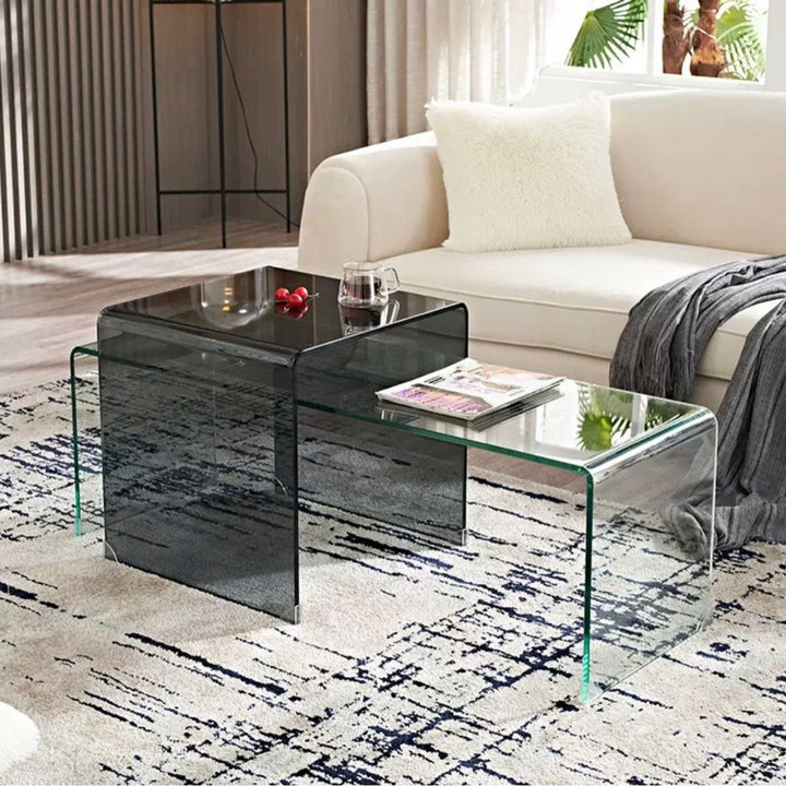KOBESI Glass Coffee Table Set