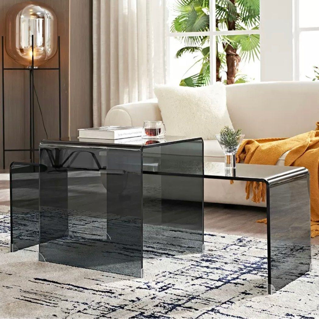 KOBESI Glass Coffee Table Set