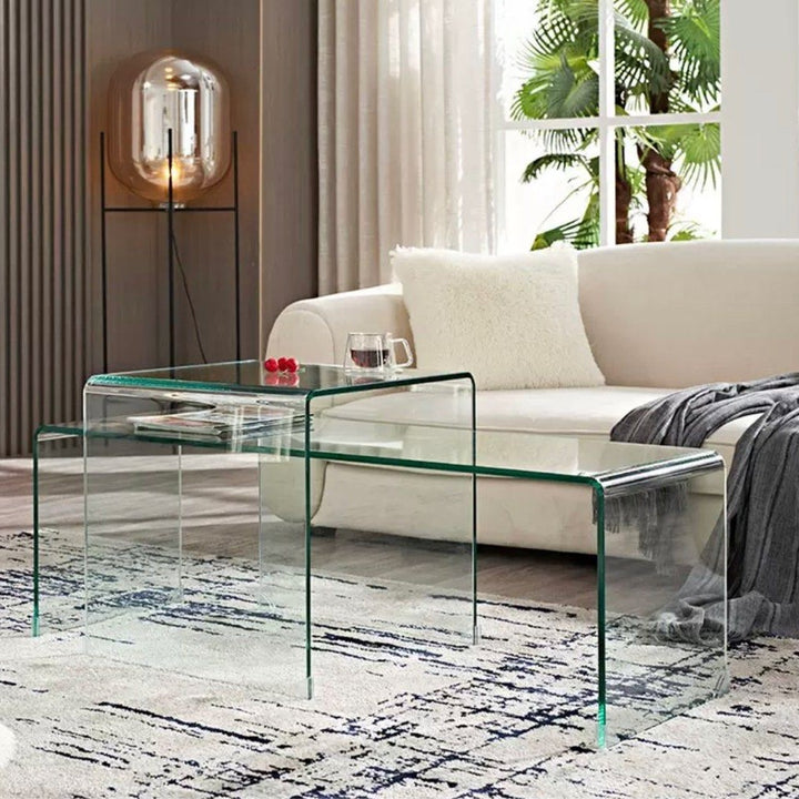 KOBESI Glass Coffee Table Set