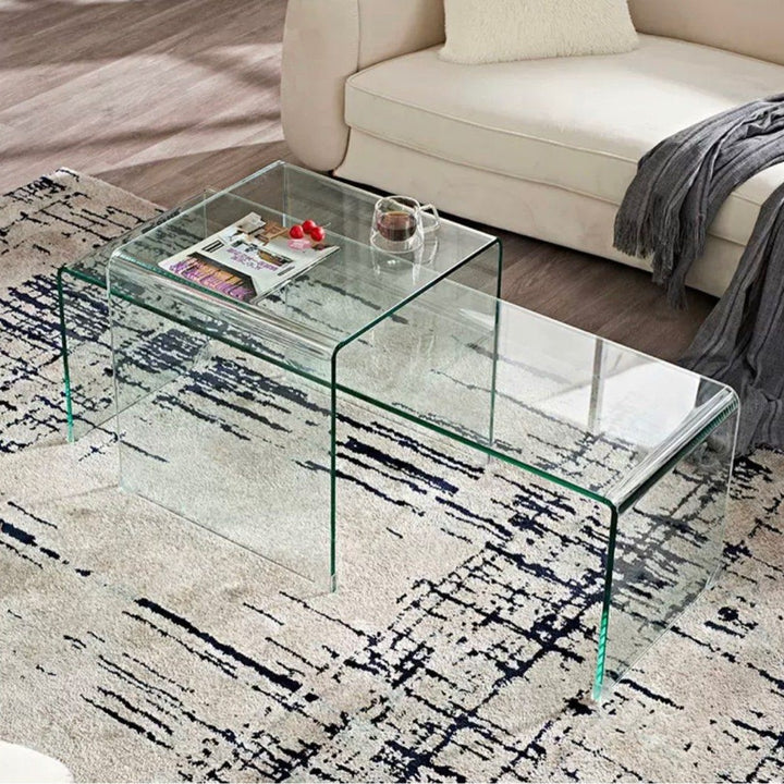 KOBESI Glass Coffee Table Set