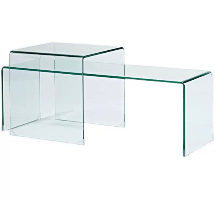 KOBESI Glass Coffee Table Set