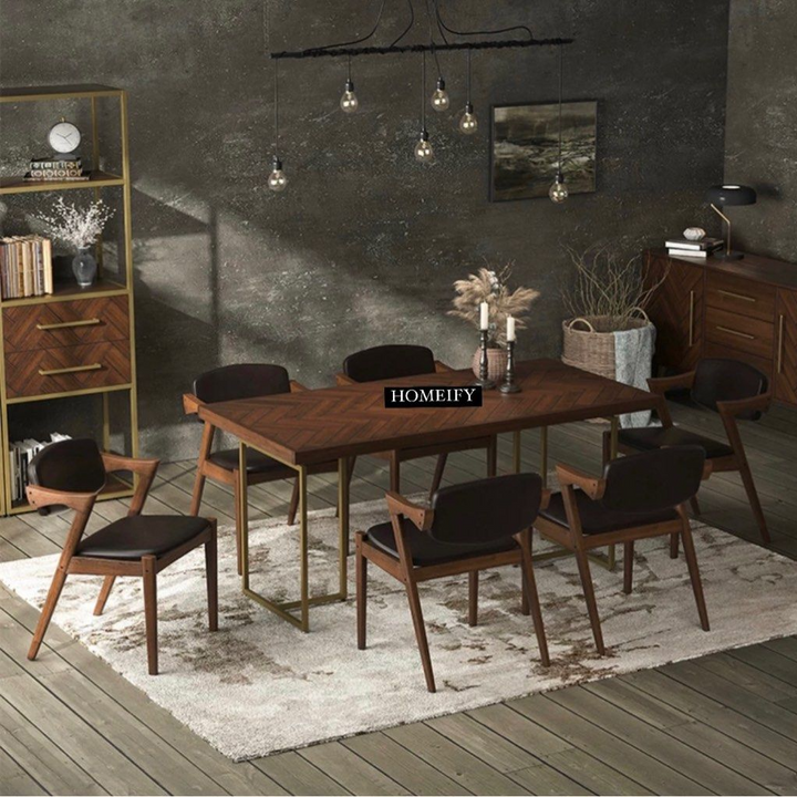 NOLENE Rustic Herringbone Dining Table