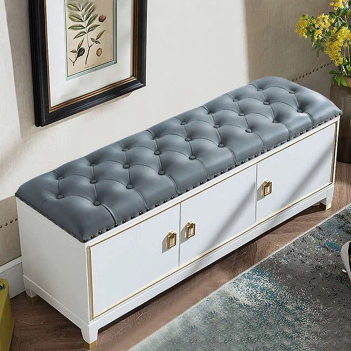 REMY Mid Century Leather Bench
