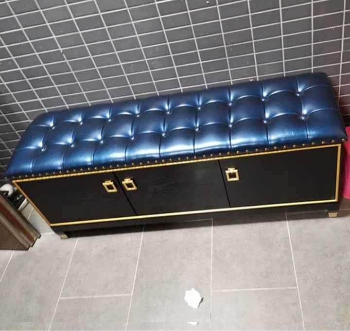 REMY Mid Century Leather Bench