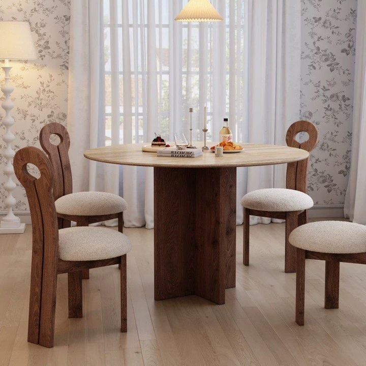 ARCHER Modern Travertine Round Dining Table