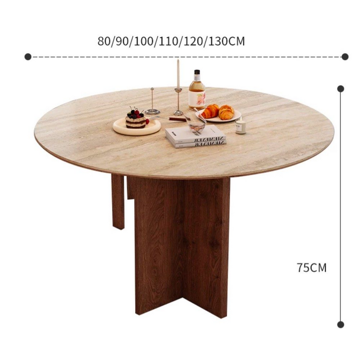 ARCHER Modern Travertine Round Dining Table