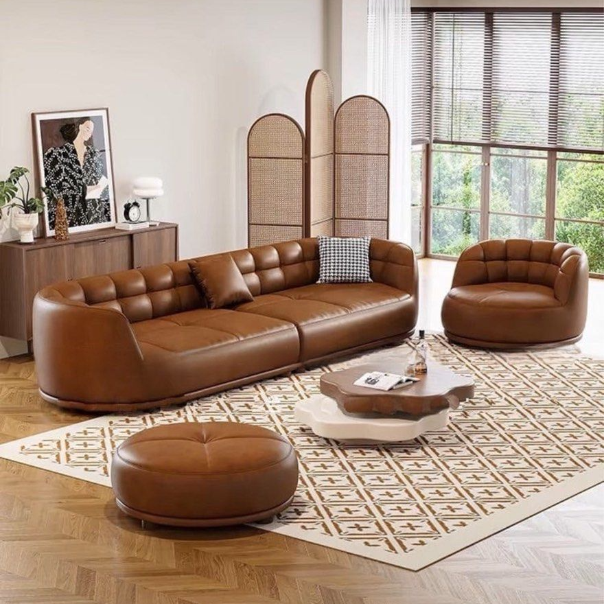 KYVRA Modern Revolving Swivel Chair Leather Sofa