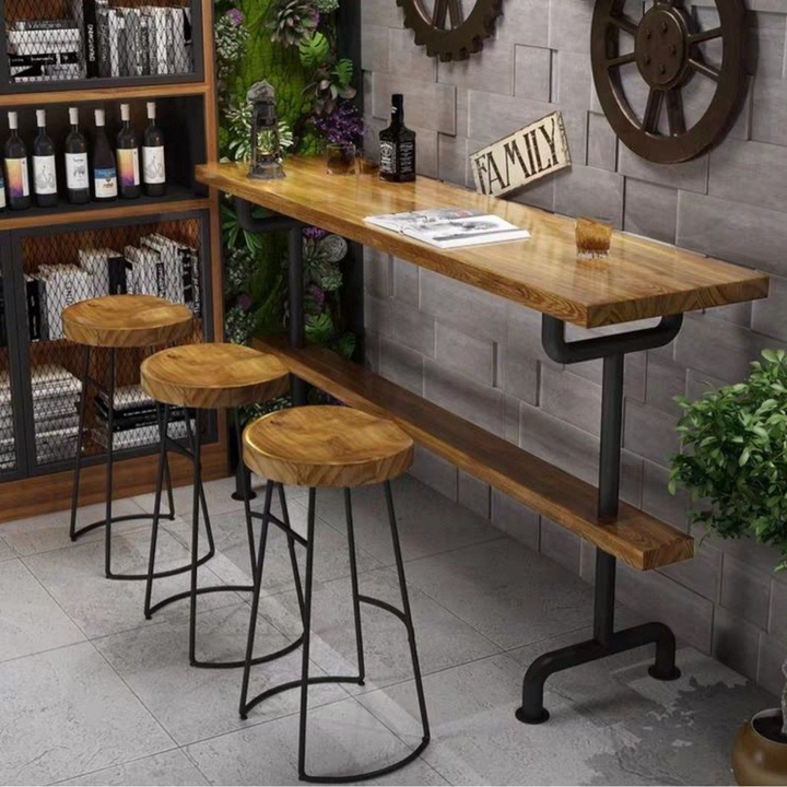ZYLO Industrial Solid Wood Bar Table