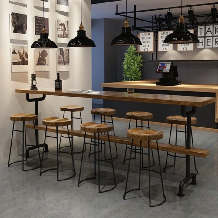 ZYLO Industrial Solid Wood Bar Table