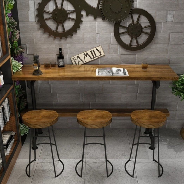 ZYLO Industrial Solid Wood Bar Table