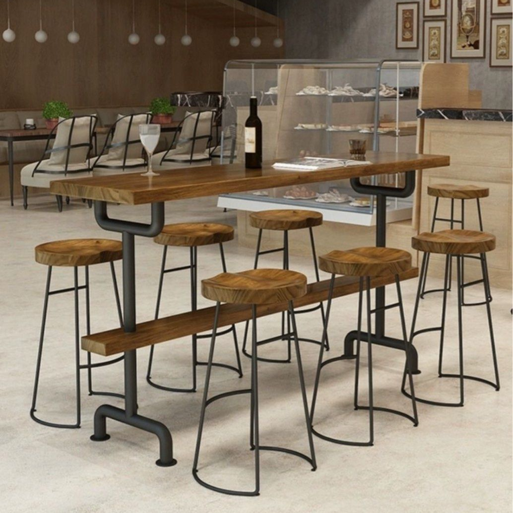 ZYLO Industrial Solid Wood Bar Table