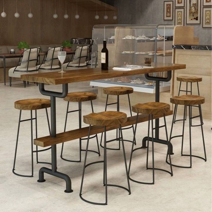 ZYLO Industrial Solid Wood Bar Table