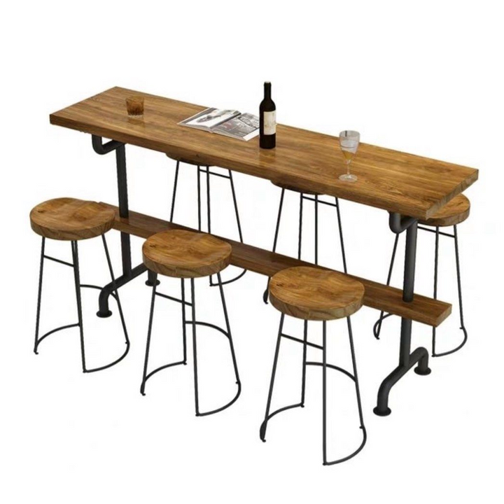 ZYLO Industrial Solid Wood Bar Table