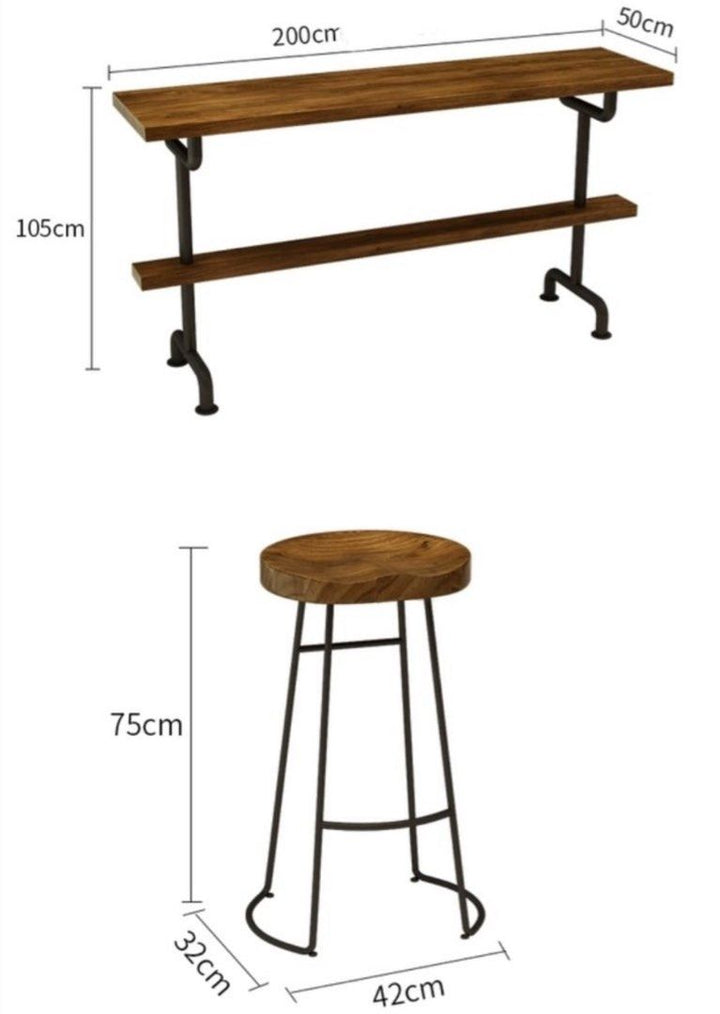 ZYLO Industrial Solid Wood Bar Table